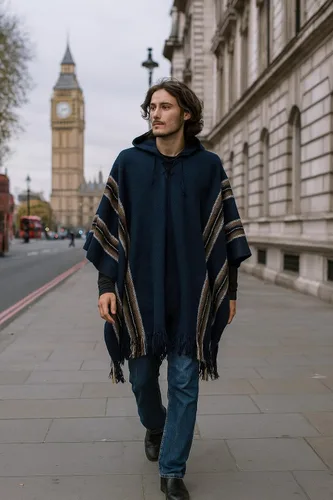 Miniatura 2 de Gamboa Poncho de alpaca para hombre Pancho mexicano con capucha vaquero y ponchos occidentales manta para adultos