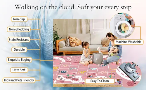 Miniatura 4 de Hopscotch - Alfombras para niños, alfombra para dormitorio, sala de juegos, autos de juguete para niños, alfombra de guardería para niños pequeños