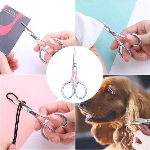 Miniatura 3 de Cuidado personal Herramientas profesionales de belleza (rosa) Tijeras pequeñas Depilación facial y oído, nariz y cejas, recorte de barba Tijeras
