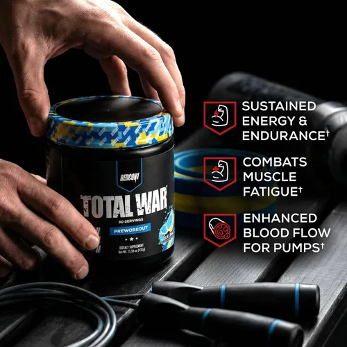 Miniatura 4 de REDCON1 Total War - Suplemento para antes del entrenamiento, Uva - Preentrenamiento con cafeína de acción rápida para hombres + mujeres con beta