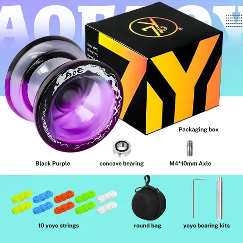 Miniatura 7 de 7YO AOE Yoyo Profesional Sensible para Niños, Yo-yo Principiante con Agujeros Profundos para Dedos, Yoyo de Trucos de Plástico con Rodamiento No