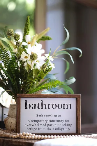 Miniatura 5 de Lavender Inspired Letreros divertidos de baño de granja, decoración de pared con cita de humor, letreros de medio baño, decoración rústica