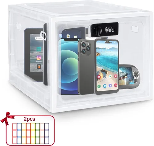 Lalifebuss Cajas con cerradura de combinación para artículos personales, caja de almacenamiento con cerradura para casillero de Blanco