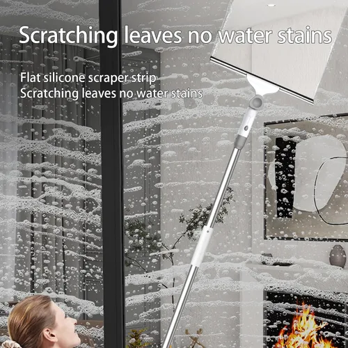 Miniatura 7 de Kit de limpieza de ventanas, hoja de silicona de 14 pulgadas y limpiador de microfibra con mango de aluminio de 54 pulgadas, limpiador de ventanas