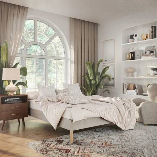 Decoro Eternity - Marco de cama tapizado color crudo - Queen