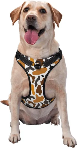 Miniatura 5 de Arnés reflectante para perro, diseño de vaca marrón, chaleco suave sin tirones, para perros pequeños, medianos y grandes, tamaño pequeño