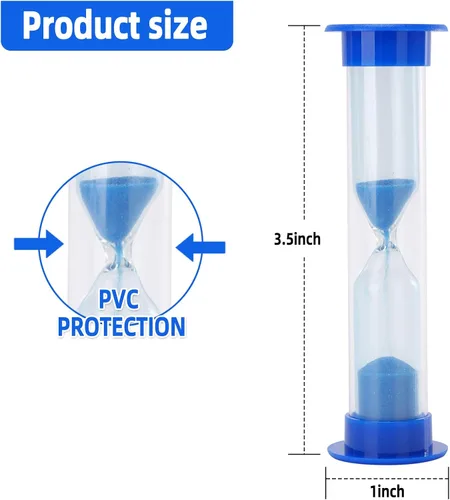 Miniatura 2 de I-MART Reloj de arena con temporizador de arena de 1 minuto, 6 unidades, de plástico, reloj de arena, color azul