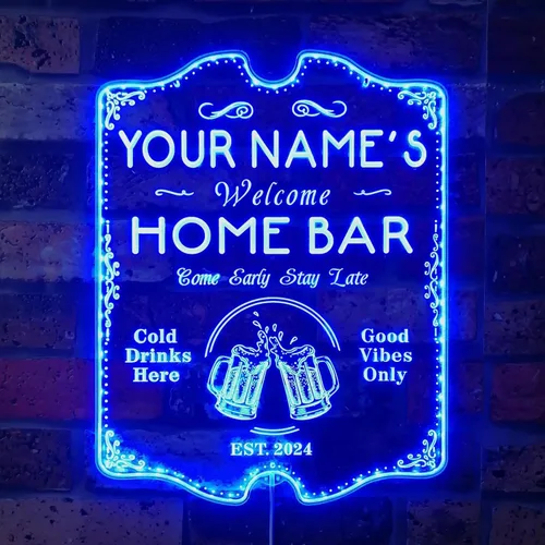 Miniatura 35 de ADVPRO Letrero de neón LED de doble color personalizado con tu nombre para bar casero de cerveza, año de establecimiento, blanco y morado, 16 x 12