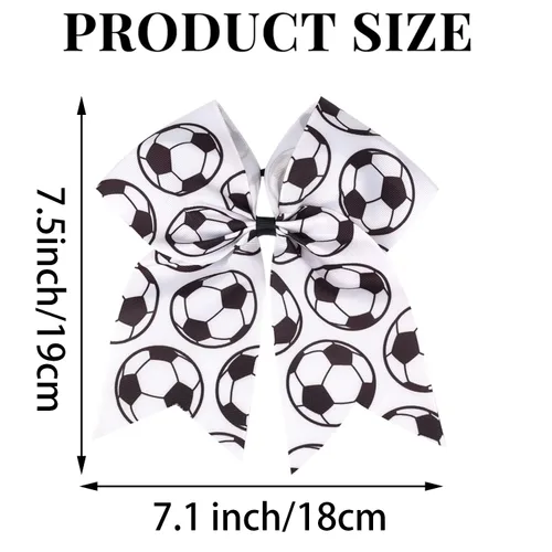 Miniatura 2 de 6 lazos para el cabello con temática de fútbol, lazos de animación de fútbol de 8 pulgadas, accesorios deportivos para el cabello para niñas