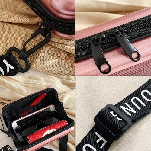 Miniatura 6 de Maleta multifuncional de viaje de PVC rígido, bolsa de maquillaje y artículos de tocador portátil para mujer, bolsa cruzada de almacenamiento