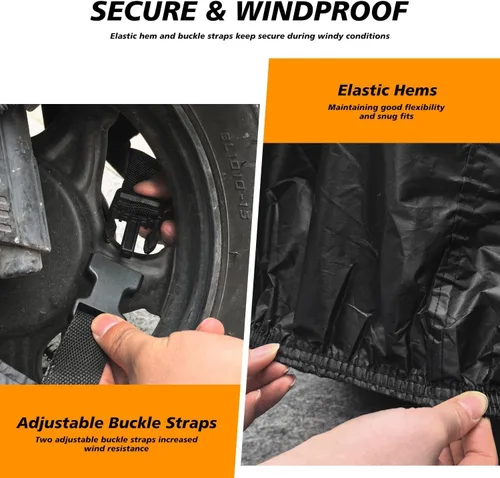 Miniatura 9 de Funda impermeable para motocicleta, forro polar de algodón y tela de poliéster resistente, resistente a los arañazos y a la intemperie