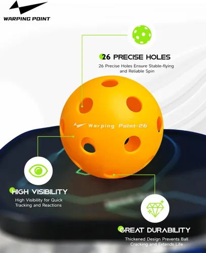 Miniatura 2 de Pelotas de Pickleball Warping Point 26 Agujeros, 40 Agujeros Paquete de 4, Paquete de 12 Cumplen con las Especificaciones USAPA Bola