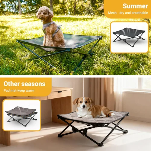 Miniatura 4 de KingCamp Cama elevada para perros pequeños, cama de mascotas elevada y de enfriamiento para exteriores con malla transpirable lavable y pies
