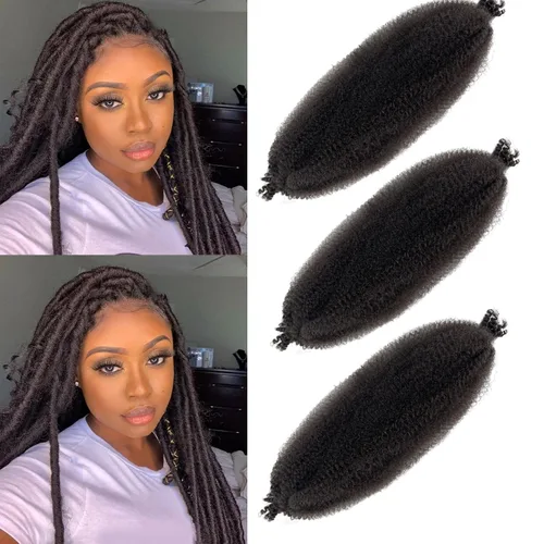 Miniatura 12 de Cabello Afro Twist Elástico de 16 pulgadas, Cabello Kinky para Trenzar, Cabello Marley Twist para Crochet 2# Pre Esponjado, Cabello Spring Twists