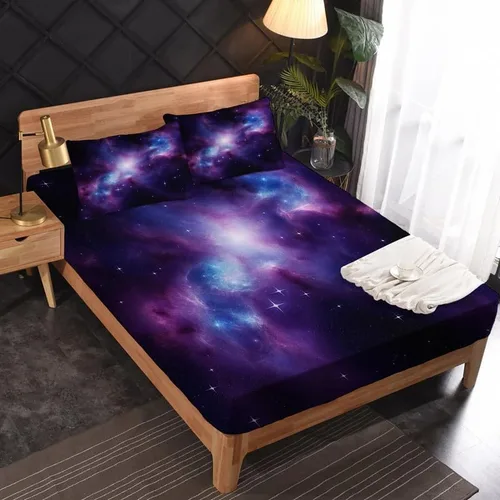 Miniatura 2 de Galaxy Sheets - Juego de sábanas de tamaño individual, sábanas de microfibra suave con bolsillo profundo y estampado sin arrugas, 1 sábana bajera, 1