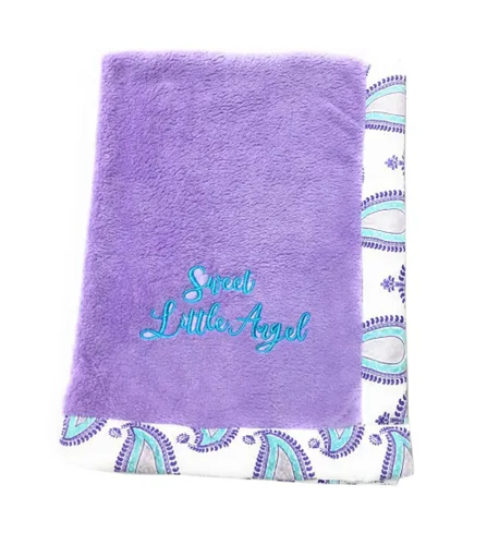 Miniatura 7 de Bacati - Manta de bebé bordada de felpa floral de cachemira de 30 x 40 pulgadas (aguamarina/lila/morado aqua)