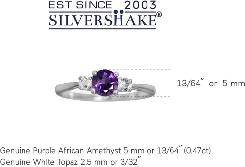 Miniatura 2 de Silvershake Petite Round Shape Gemstone White Gold Plated or Yellow Gold Plated 925 Sterling Silver Promise Ring Jewelry for Women or Teens
