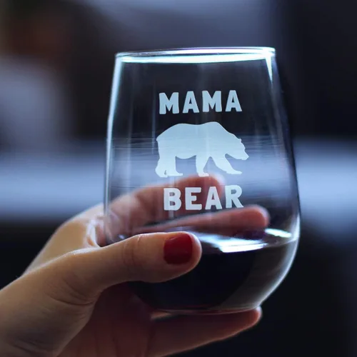 Miniatura 3 de Copa de vino sin tallo Mama Bear: divertidas ideas de regalo para mamá para el día de la madre o cumpleaños, vasos grandes de 17 onzas