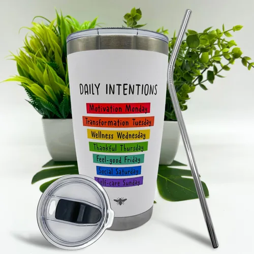 Miniatura 8 de BEEYOND Vaso de 20 onzas, taza de café de viaje con tapa deslizante y popote, taza de café de acero inoxidable a prueba de derrames