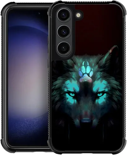 CARLOCA Funda compatible con Samsung Galaxy S23 Plus, diseño gráfico de identidad negro espiritual lobo, a prueba de golpes, antiarañazos, para