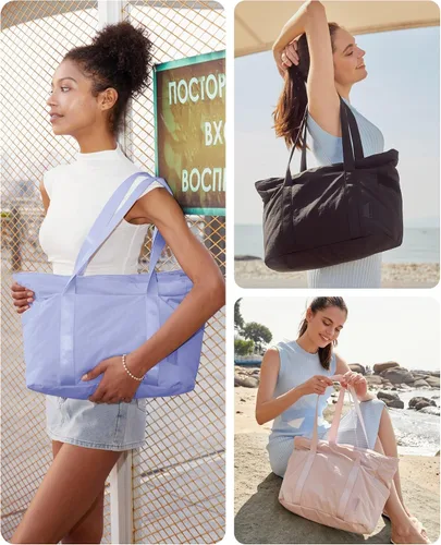 Miniatura 28 de BAGSMART Bolsa de mano para mujer con cremallera, bolsa de gimnasio con compartimentos, bolsa de trabajo para enfermera, baile, bolsa de yoga