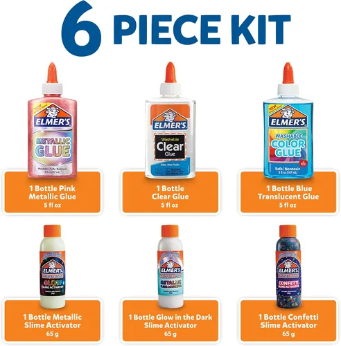 Miniatura 3 de Elmer's Kit de colección de limo Los suministros incluyen activador de limo líquido mágico que brilla en la oscuridad, confeti líquido mágico