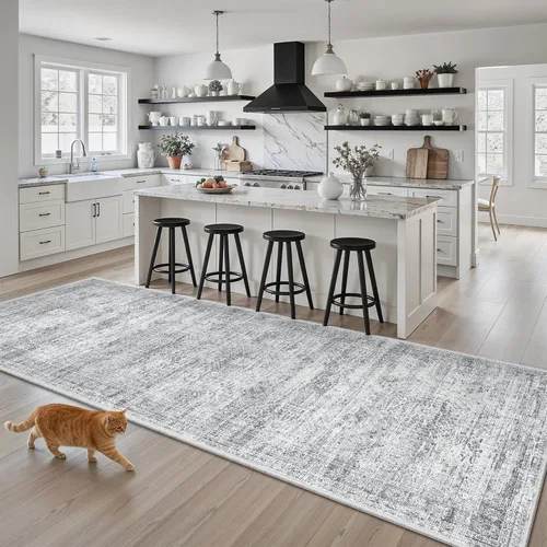 Miniatura 24 de Alfombra de pasillo Soalmost 2'6" x 10' lavable, alfombra antideslizante para cocina, baño, lavandería, alfombras vintage ultra delgadas para Beige