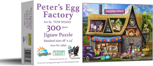 Miniatura 2 de SUNSOUT INC - Peter's Egg Factory - Rompecabezas de 300 piezas por artista: Tom Wood - Tamaño acabado 18" x 24" Pascua - MPN # 29830