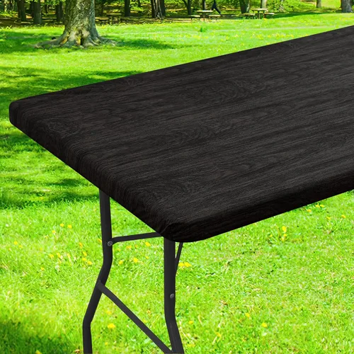 Miniatura 22 de Smiry Mantel cuadrado para mesa de pícnic, impermeable, elástico, ajustable, para campamento, protector de vinilo con parte trasera de franela Beige