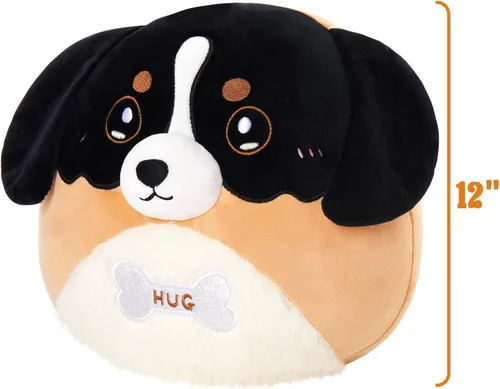 Miniatura 6 de Almohada de felpa de perro de montaña bernés de 12 pulgadas, lindo perro de montaña bernés, juguete de peluche suave para cachorros, regalos