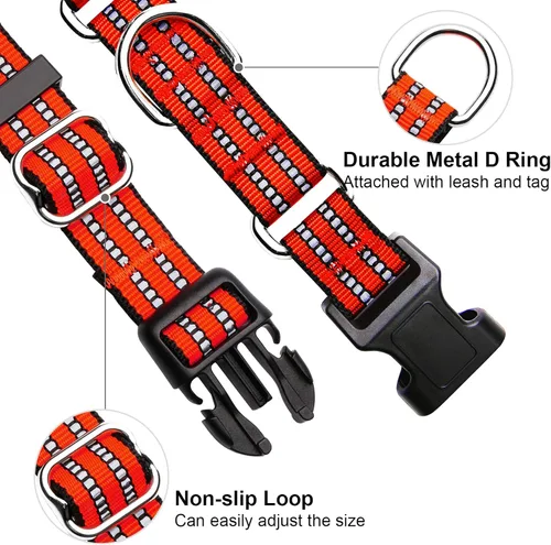 Miniatura 3 de Martingale - Collar para perro, collar reflectante ajustable de nailon con hebilla de liberación rápida (naranja brillante, talla M)