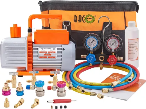 Miniatura 11 de BACOENG Juego de bomba de vacío de CA de 3.6CFM y medidor – Kit de bomba de vacío mini split doméstico para refrigerantes R410A – con adaptador mini