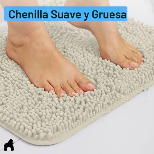 Miniatura 4 de Gorilla Grip - Tapete de baño de felpilla gruesa, suave y absorbente, secado rápido, de microfibra, con reverso de caucho, para piso de ducha, Nube