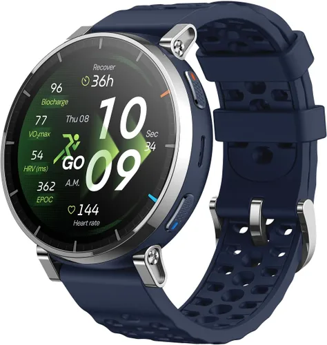 Amazfit Active 3 Premium GPS Running Smart Watch, pantalla AMOLED Sapphire de 1.32 pulgadas, batería de 12 días, 4 GB de almacenamiento, mapas sin