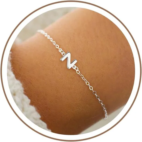 Miniatura 28 de Turandoss - Pulseras de oro con iniciales para mujeres y niñas - Joyería ideal para regalo - Pulsera chapada en plata u oro de 18 k con letras