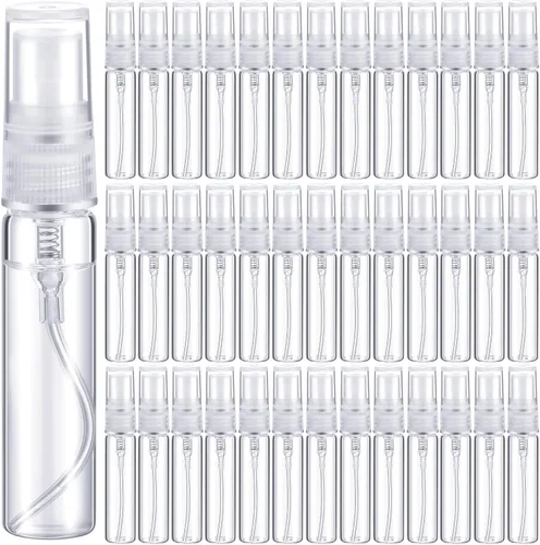Tanlade 300 mini botellas de spray de 0.2 fl oz recargables de vidrio transparente para viaje, perfume, atomizador bucal, botella de colonia,