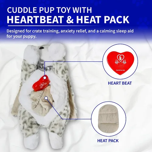 Miniatura 2 de Pet Fit For Life Animal de peluche para gatos – Ayuda calmante para dormir con latidos cardíacos recargables por USB y paquete de calor para aliviar