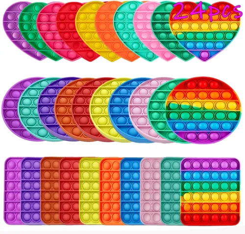 Miniatura 11 de 12 piezas aleatorias de juguetes para ansiedad, juego de juguetes sensoriales Push Pop Fidget, regalos para aliviar el estrés para niños y adultos