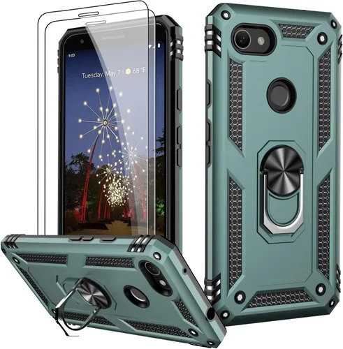 Miniatura 82 de LUMARKE Funda para Google Pixel 5 con protector de pantalla, pasa 16 pies, probada en caídas, grado militar, con soporte de anillo magnético, Rojo