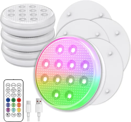 Miniatura 8 de Luces de piscina, luces LED sumergibles con control remoto, IP68 impermeable 16 colores recargables, iluminación subacuática con imán integrado
