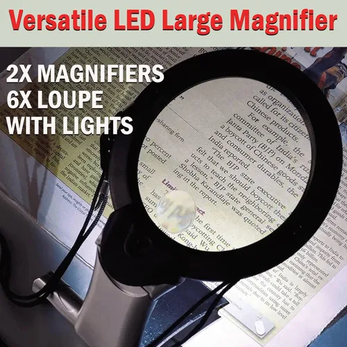Miniatura 3 de Rongon Lupa para leer, lupa manos libres 2X 6X con luces, lupa pequeña de escritorio para personas mayores, lectura, costura, punto de cruz, tejer