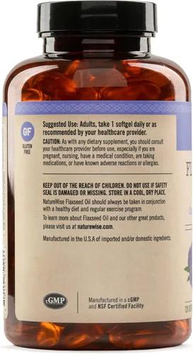 Miniatura 9 de NatureWise Aceite de linaza de 1400 mg, sin pescado, Omega 3 de alta potencia con 812 mg de ALA, suplemento Omega 3 6 9 a base de plantas, orgánico