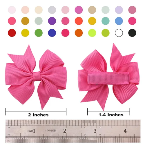 Miniatura 2 de 60 piezas de broches para el pelo con lazos para bebés: broches de 2 pulgadas totalmente forrados para bebés y niñas (30 pares)