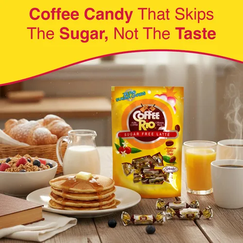 Miniatura 4 de Coffee Rio Caramelos de café con leche sin azúcar y originales, paquete variado de 4 (3 onzas cada uno), caramelos duros sin azúcar envueltos