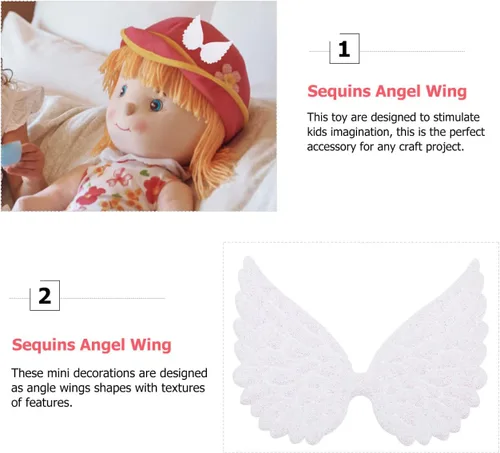 Miniatura 8 de Kisangel 30 piezas de mini parches de costura de alas de ángel con purpurina de 3.14 x 2.51 pulgadas para decoración de pasteles, fiestas