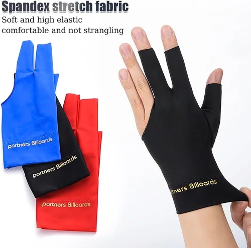 Miniatura 3 de Guante de taco de billar con 3 dedos para mano izquierda, 3 unidades, para hombre y mujer, para tiradores, carom, piscina, snooker, deporte, rojo