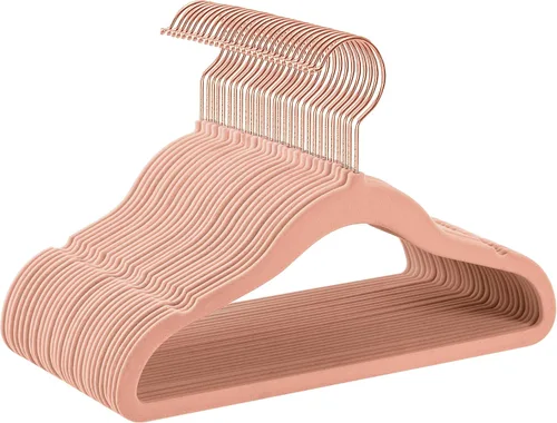 Miniatura 14 de SONGMICS Perchas para Bebés y Niños Paquete de 50 para Armario, 11.8 x 8.1 pulgadas, ganchos giratorios plateados de 360°, perchas de terciopelo