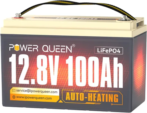 Miniatura 12 de Power Queen - Batería de 12V 100Ah LiFePO4, función mejorada de corte de baja temperatura, BMS de 100A incorporado, celda de batería de grado A