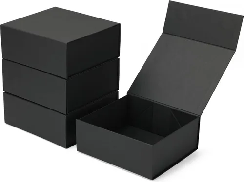 Miniatura 14 de Paquete de 4 Cajas de Regalo de 12x6x4 Pulgadas con Tapas de Cierre Magnético, Caja Negra Magnética para Boda, Propuesta de Padrinos y Damas