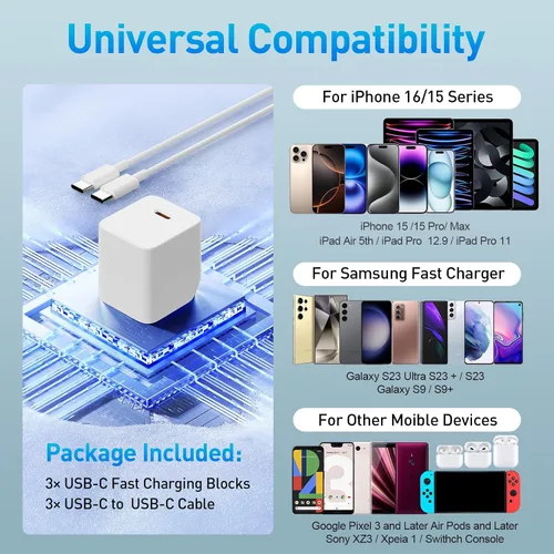 Miniatura 4 de Cargador para iPhone 15, 16, 17, carga rápida, cable de carga USB C de 10 pies de largo con bloque de carga rápida de teléfono tipo C de 30 W